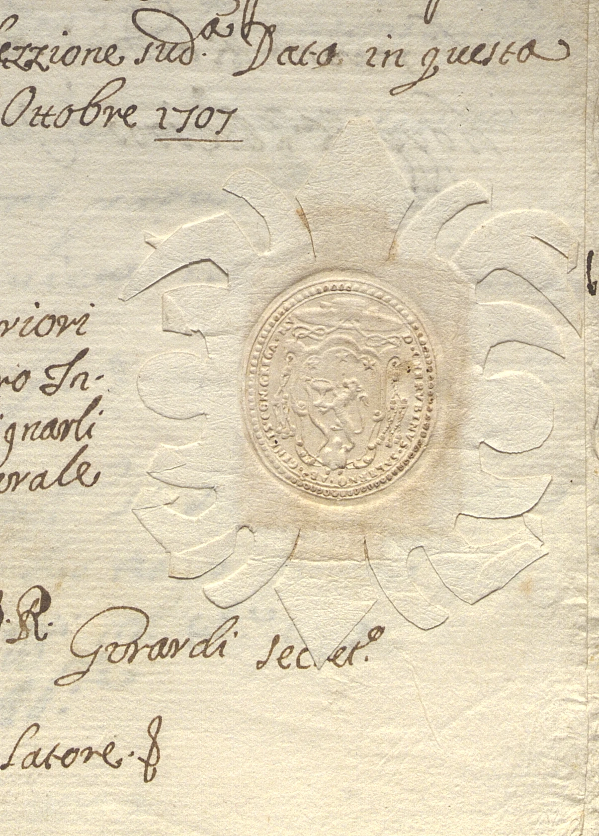 Primo dettaglio del sigillo di Cherubino Salerno