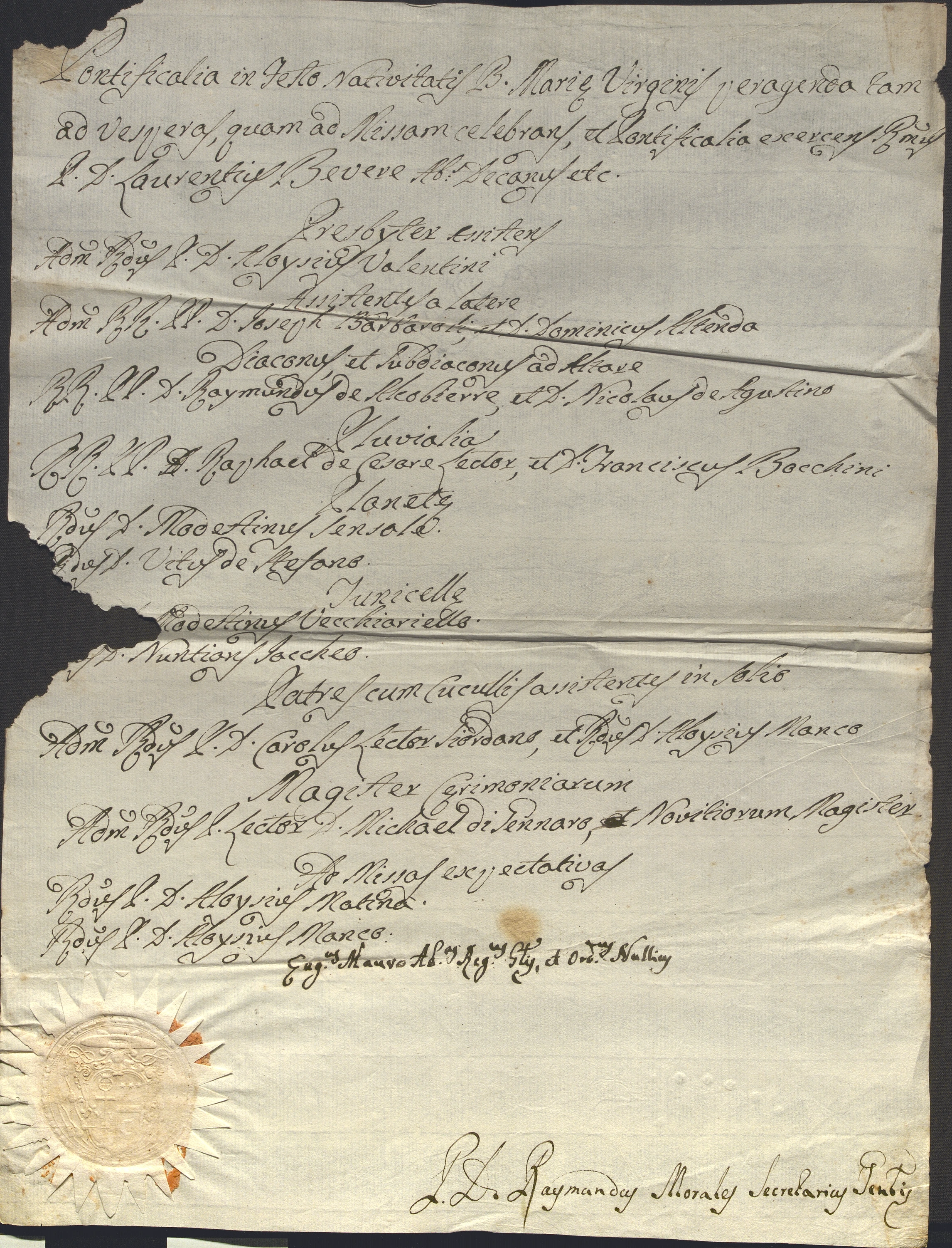 Documento d’archivio relativo a Eugenio Mauro
